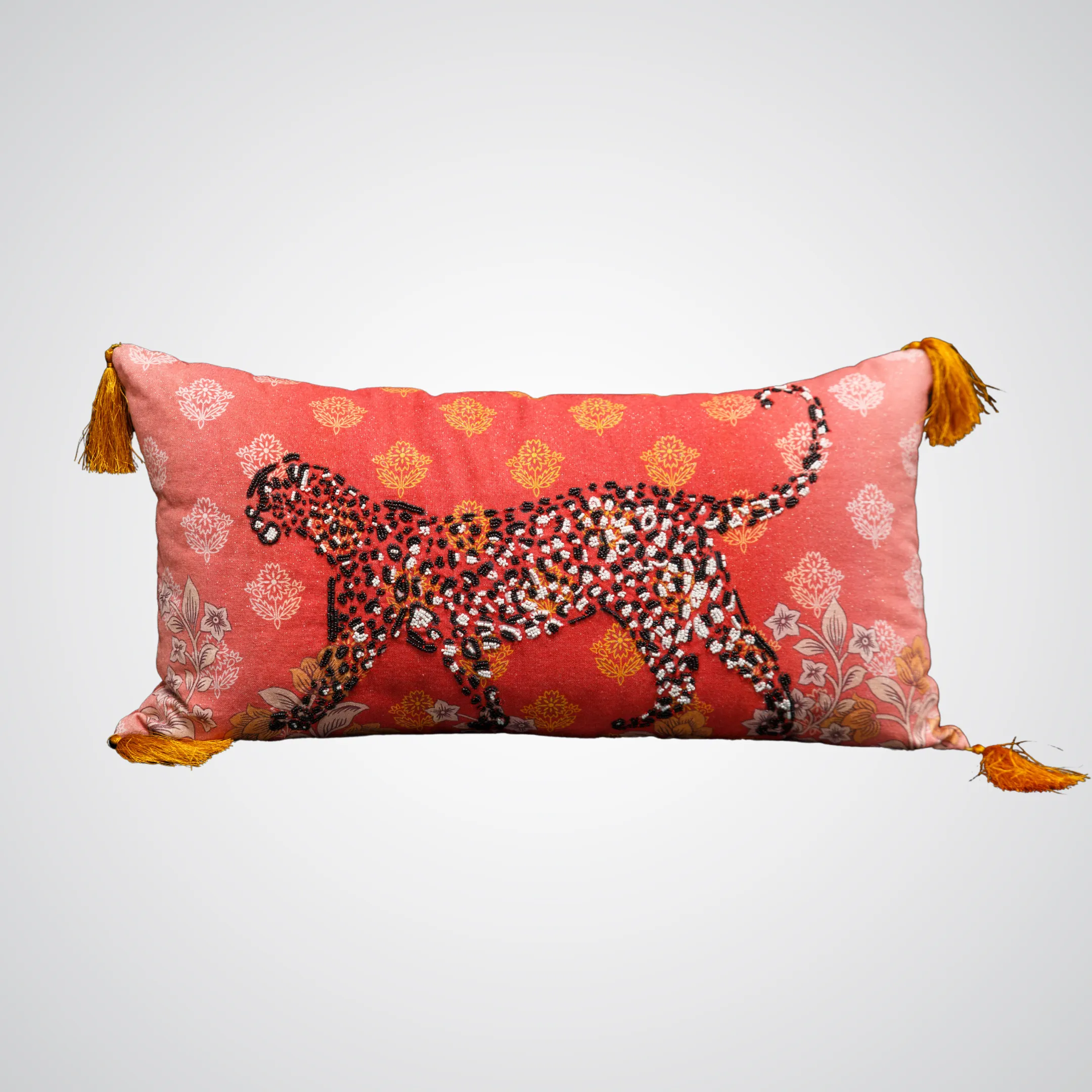 Pink Ombre with Beaded Cheetah Pillow