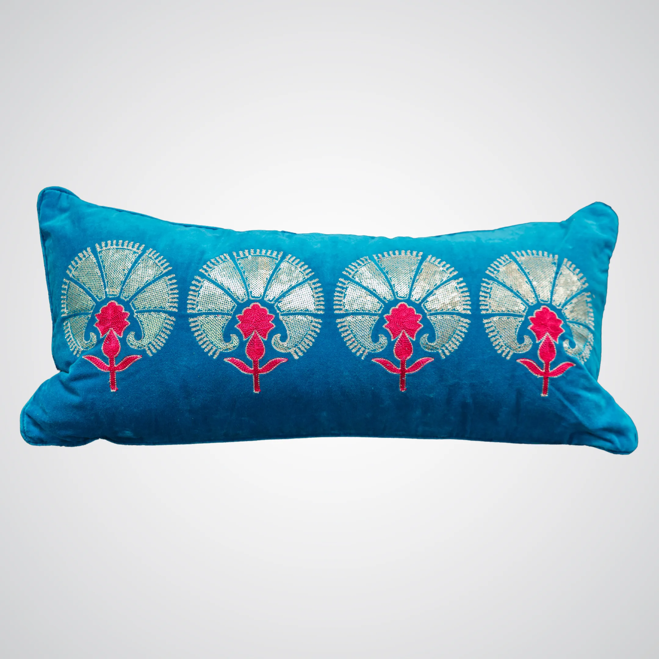 Blue Sequin Fan Pillow