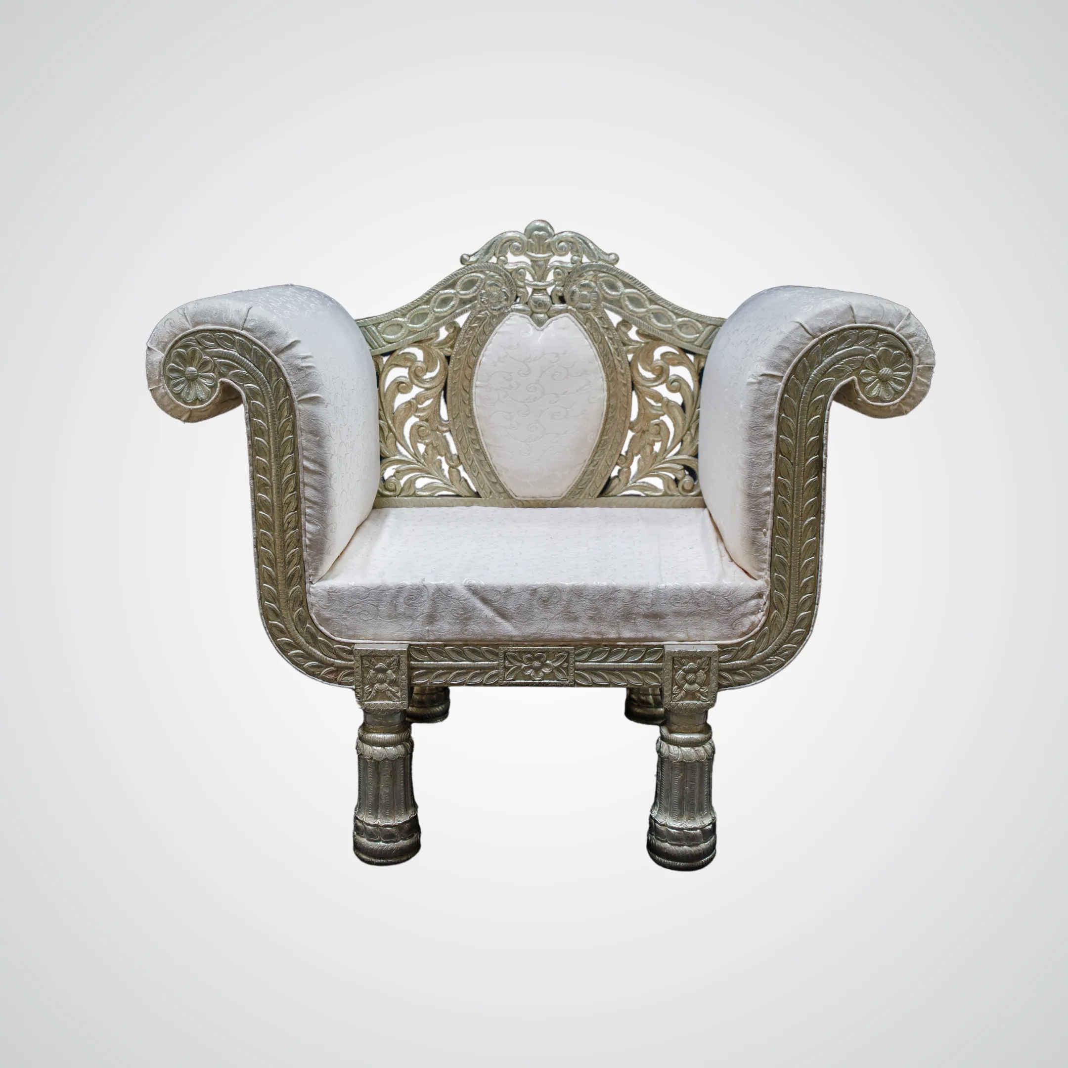 White and Silver Small Couch