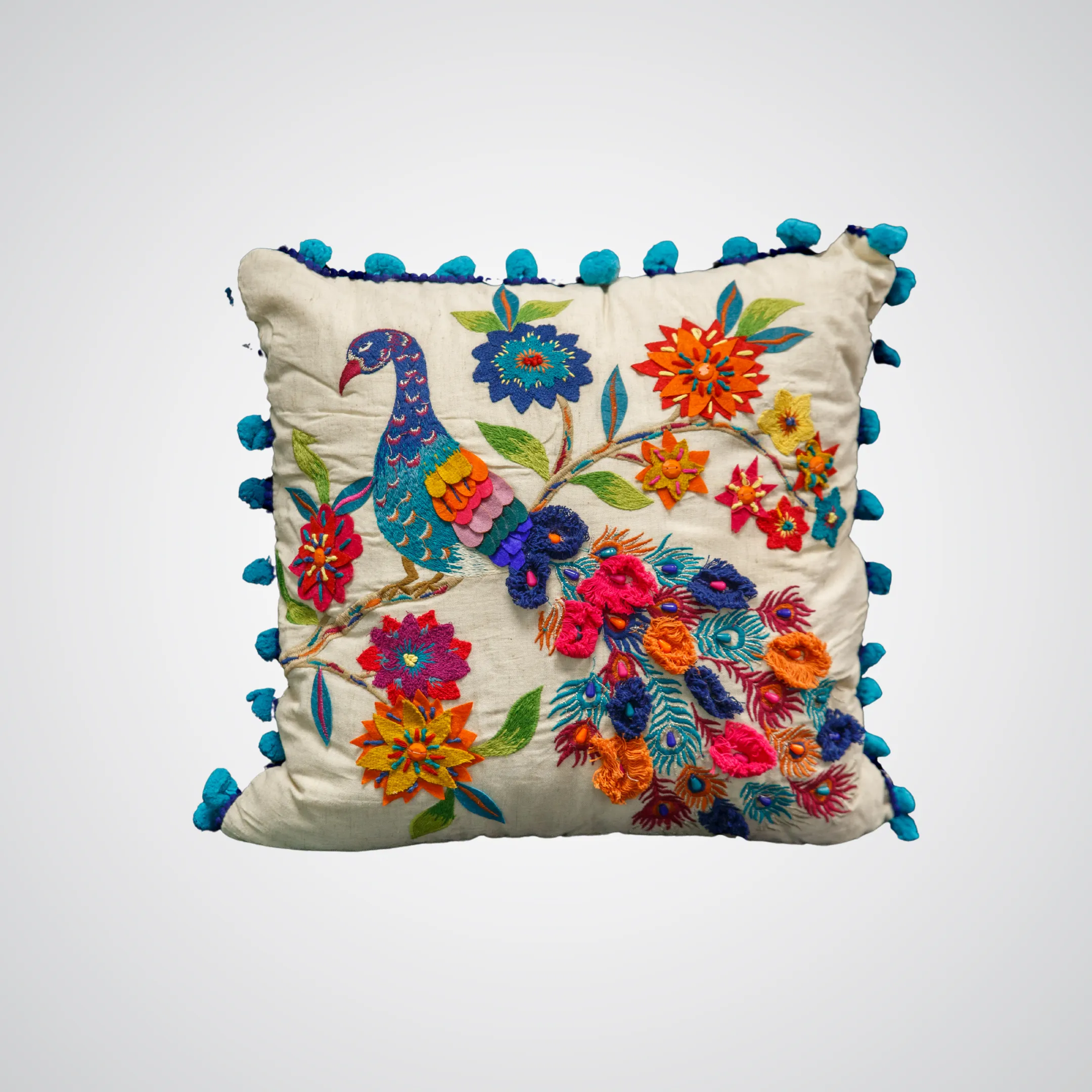 Floral Peacock Pillow