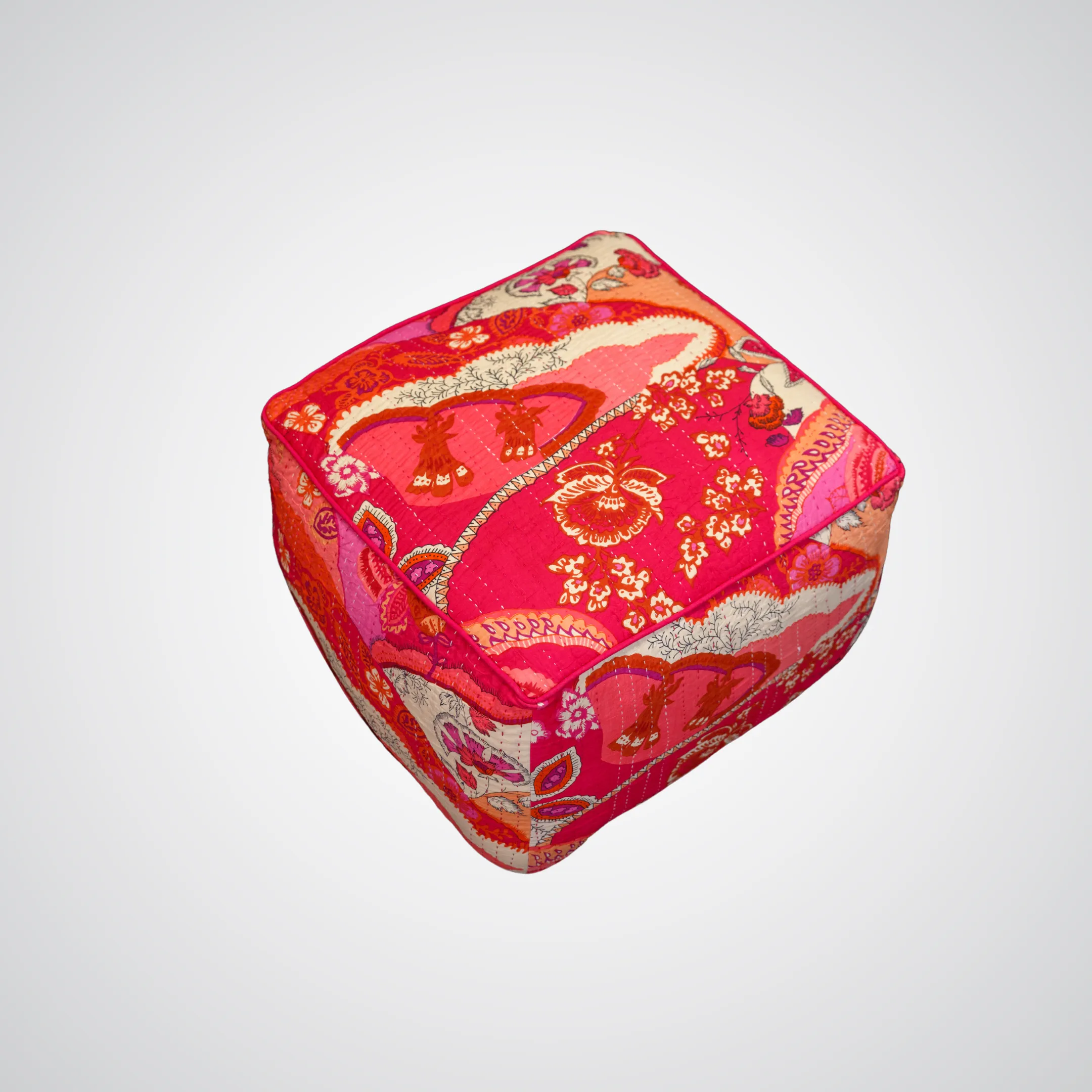 Pink Patchwork Floor Pouffe