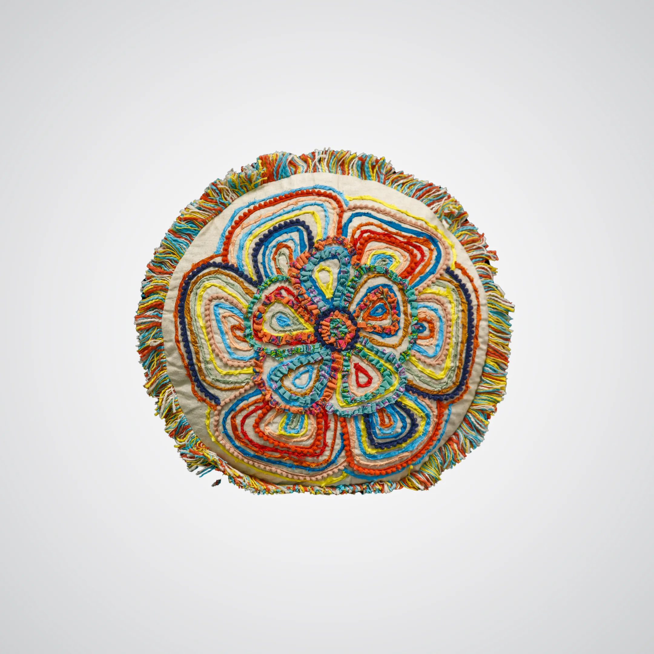 Floral Fabric Circle Pillow