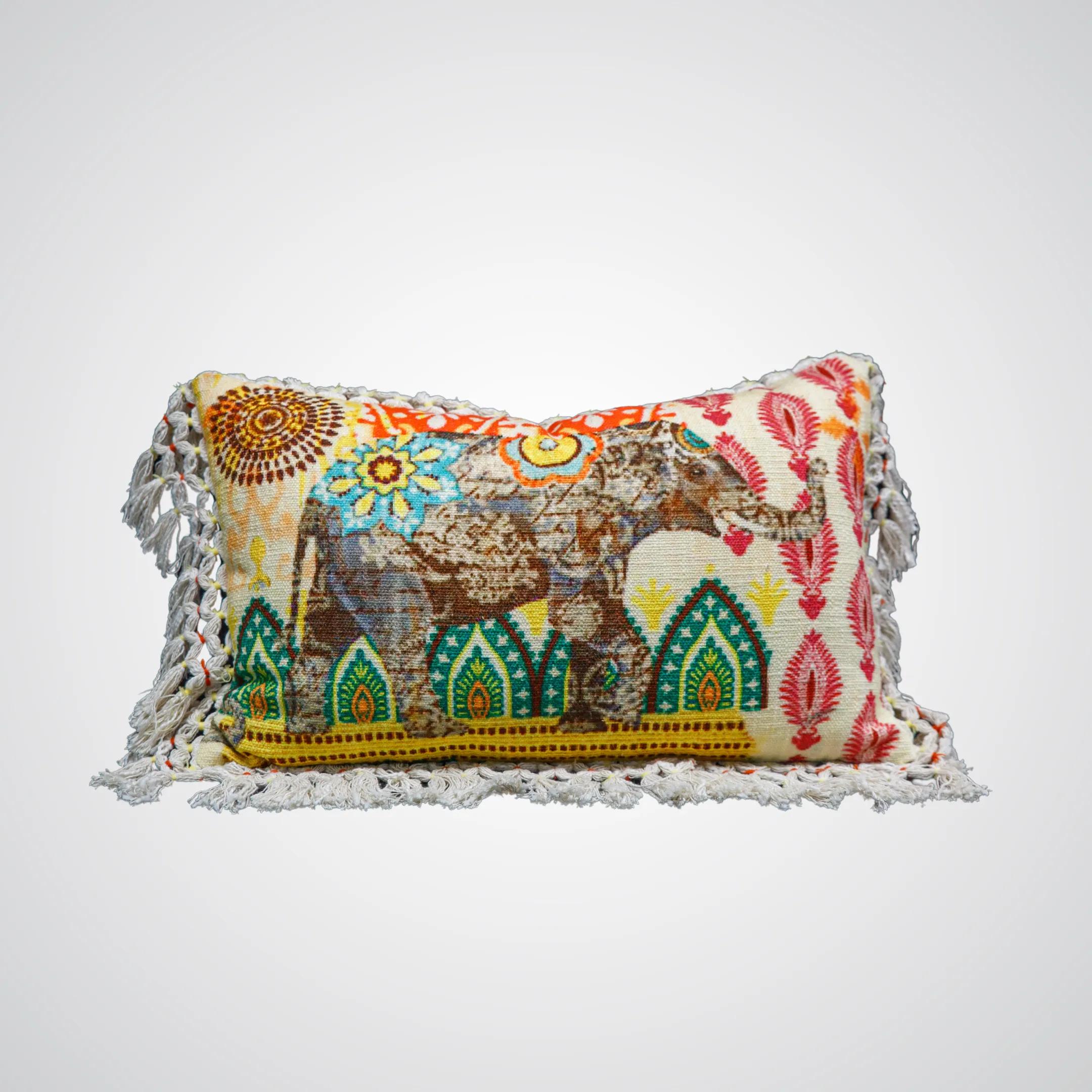 Elephant Tassel Pillow 15"x24"