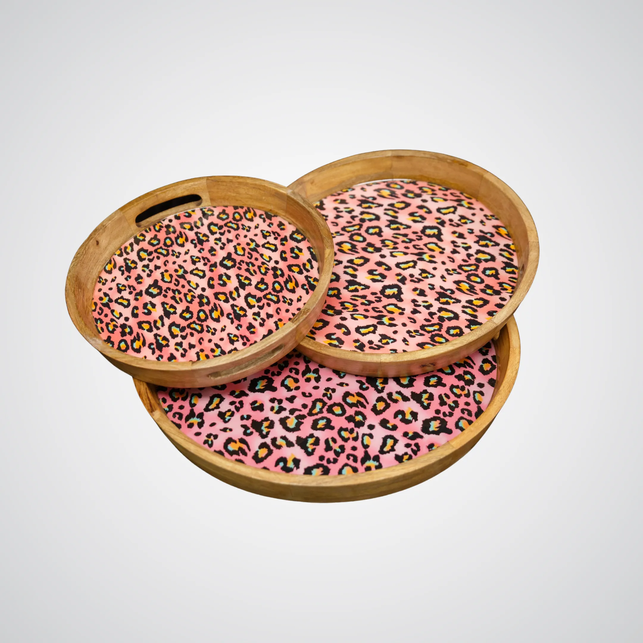 Pink Cheetah Wooden Tray Platter
