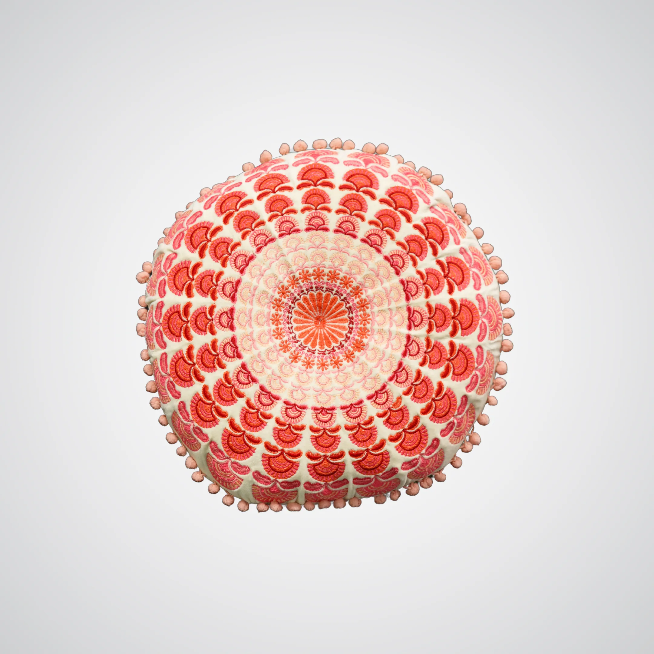 Pink and Cream Mandala Circle Pillow