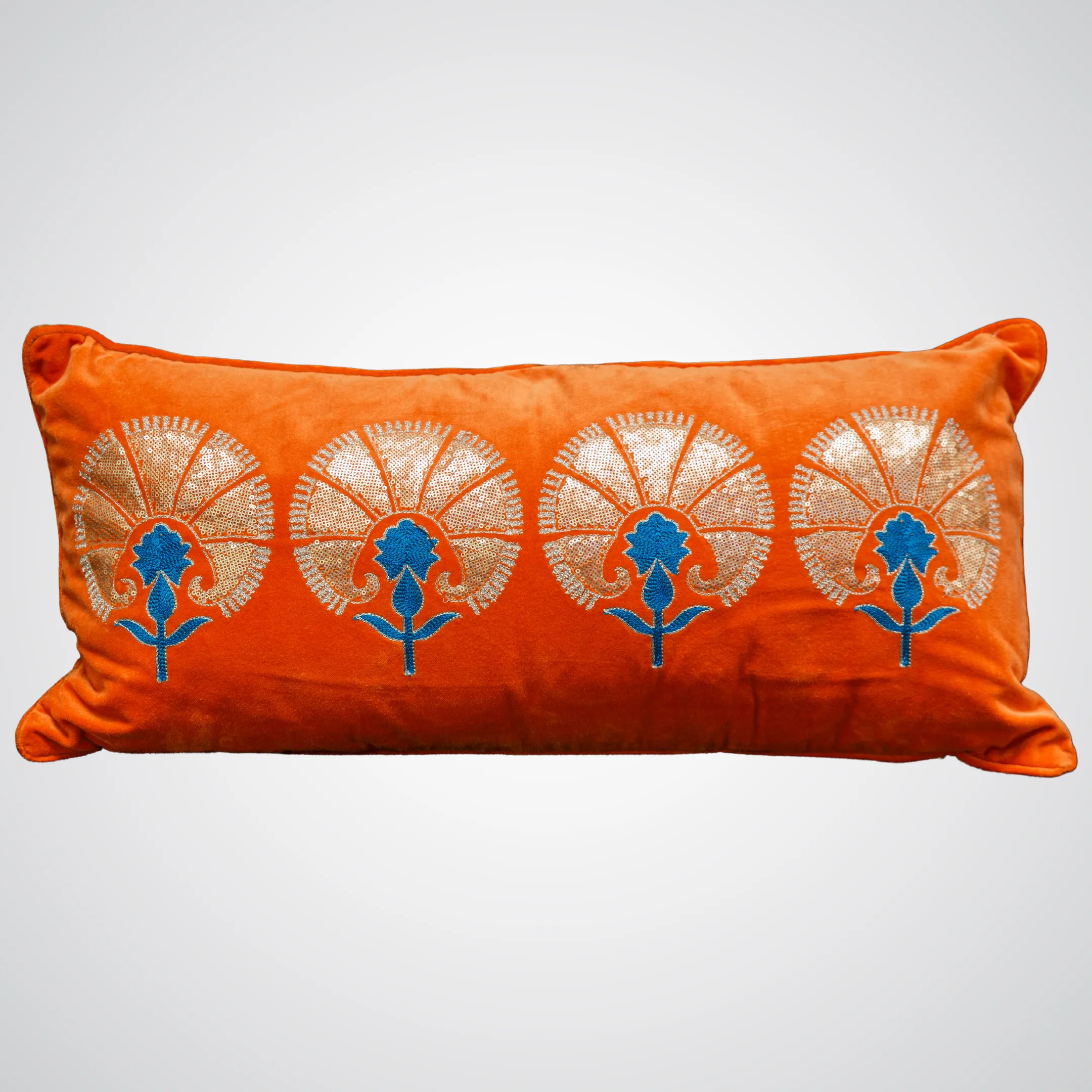Orange Sequin Fan Pillow 