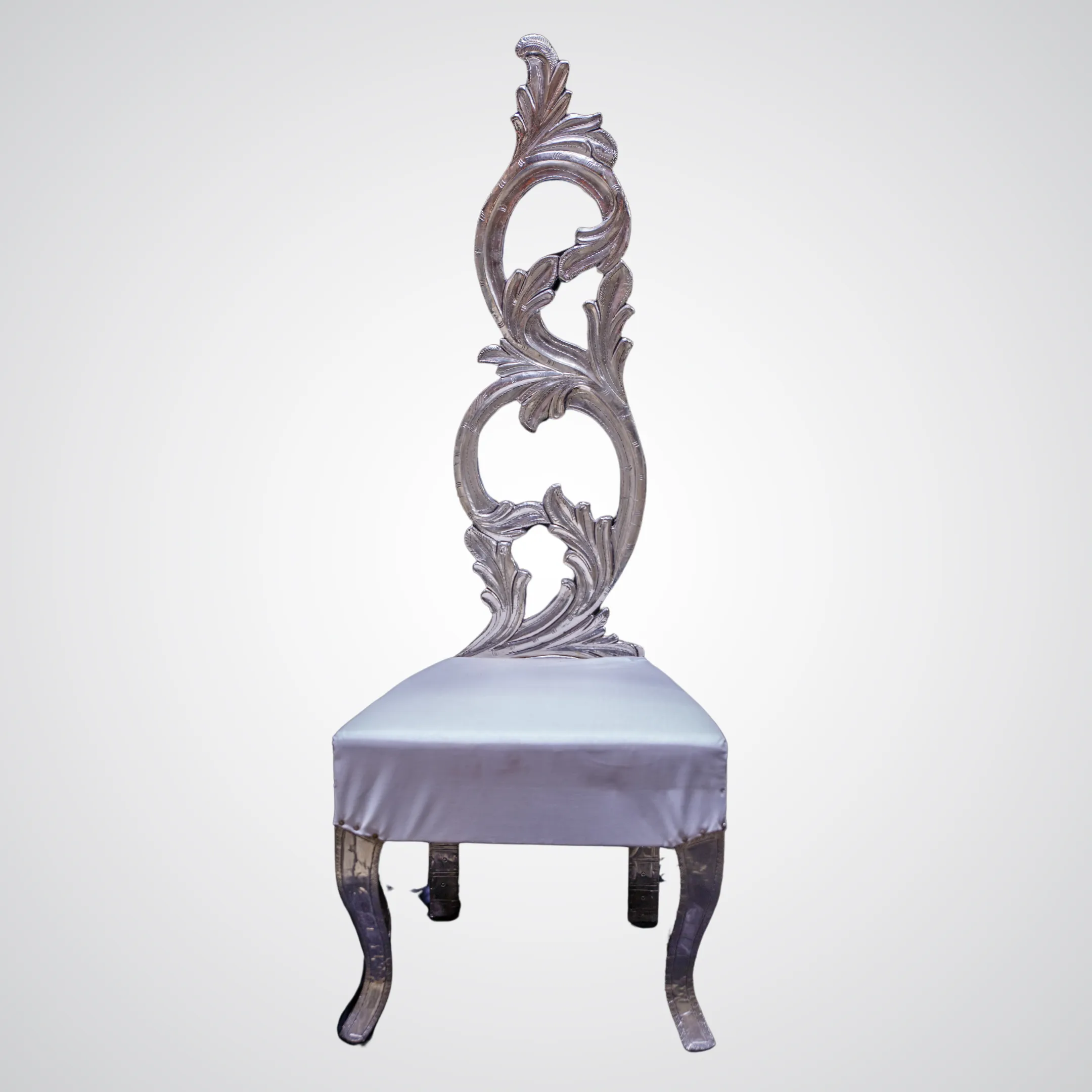 White and Silver Tall Royalty Chair