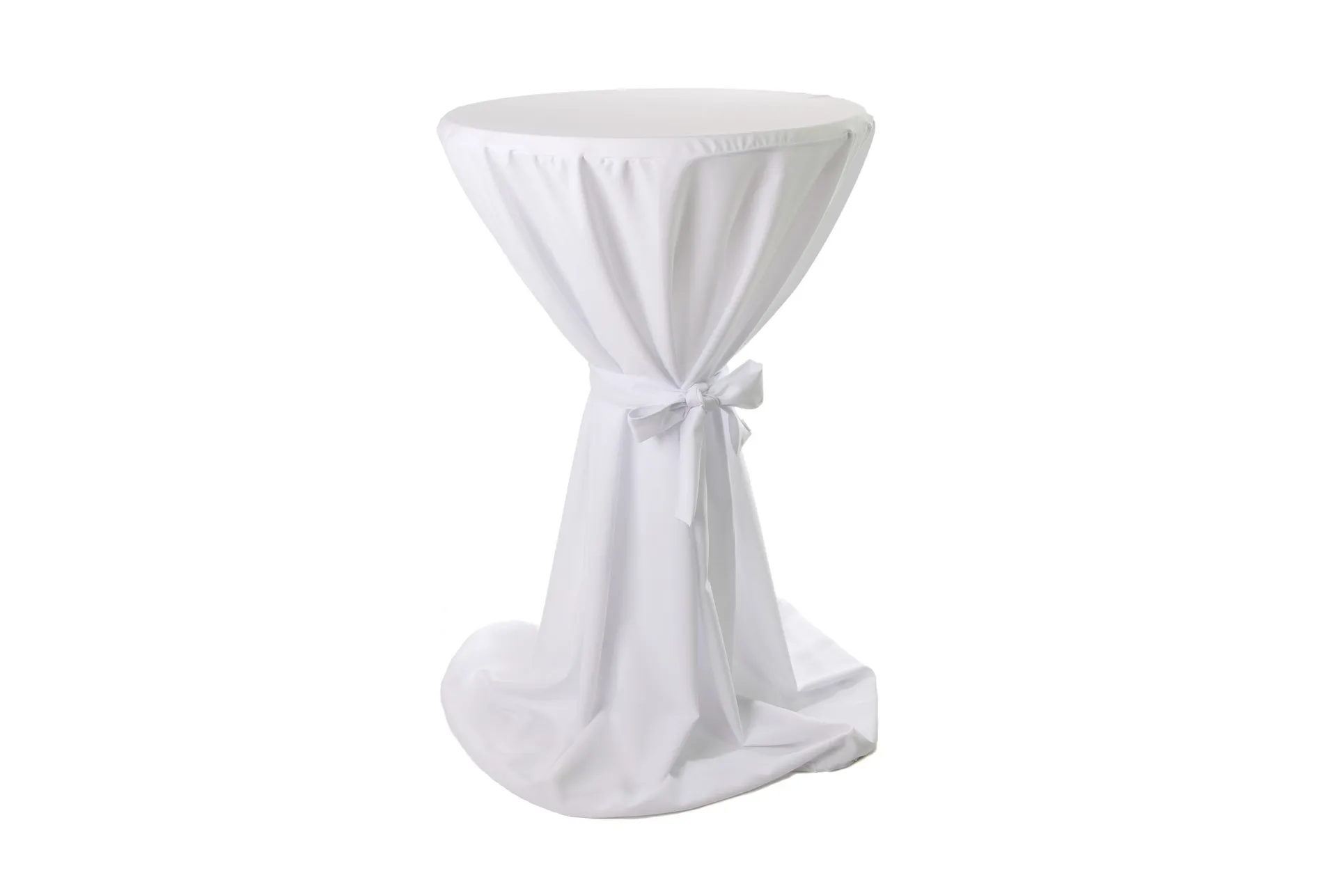 Stehtischhussen weiß mit Schleife ø80cm