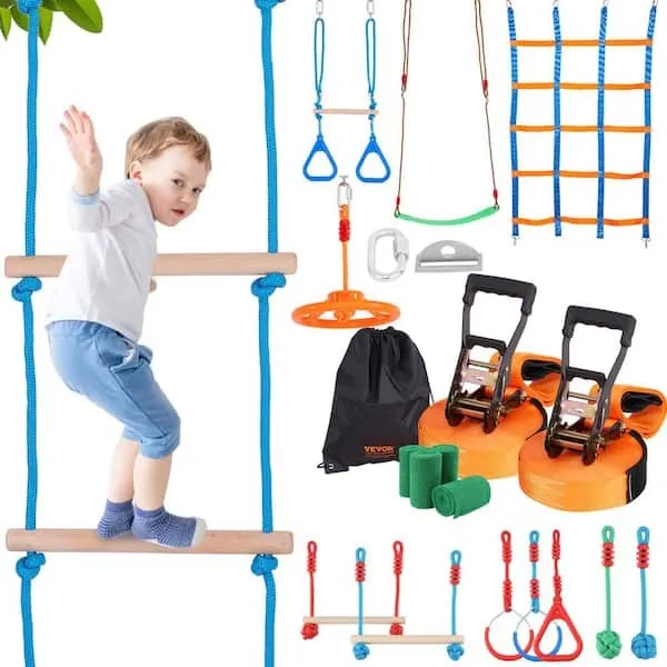 VEVOR Ninja Warrior Obstacle Course for Kids, 2 x 50 ft 