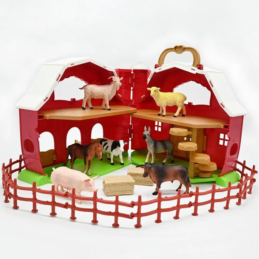Red Barn and Farm Animals Playset