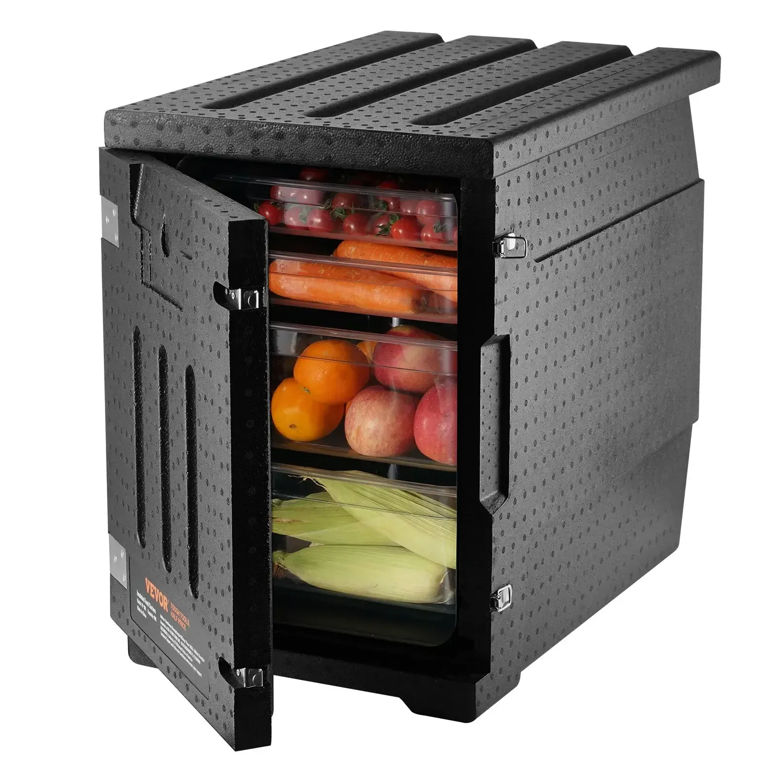 Porte-plateau isolé, boîte chaude de 82 Qt pour la restauration, porte-boîte alimentaire LLDPE avec doubles boucles, chauffe-plats à chargement frontal pour restaurant, cantine, etc.