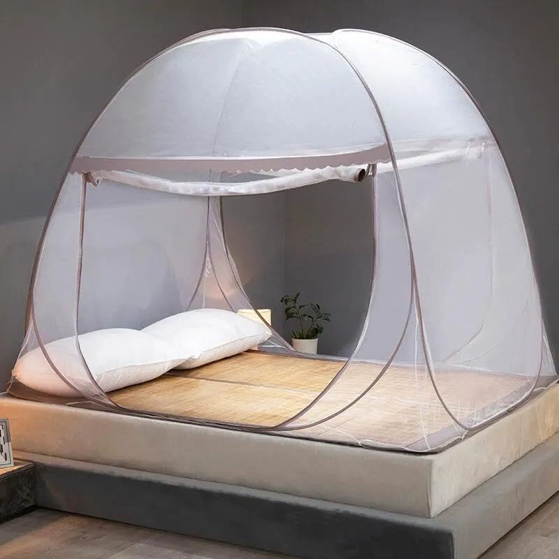 GLKEBY Moustiquaire Pop-up pour lit Double, 180 x 200 x 150 cm(BLH),Grande Tente Portable de Voyage, Double Porte, Fermeture éclair, Installation Facile, Maille Fine, pour Chambre à Coucher, Camping 