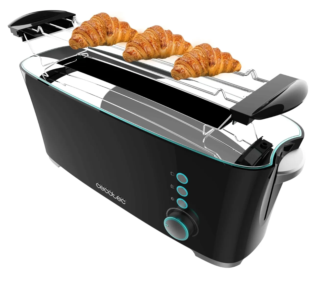 Cecotec Grille-pain Toast&Taste Extra B, 1000 W de puissance, Double fente longue pour 2 tartines, Fente XL, Arrêt et Popup automatiques, Bac à miettes, Varillas Superiores, Auto-centrage