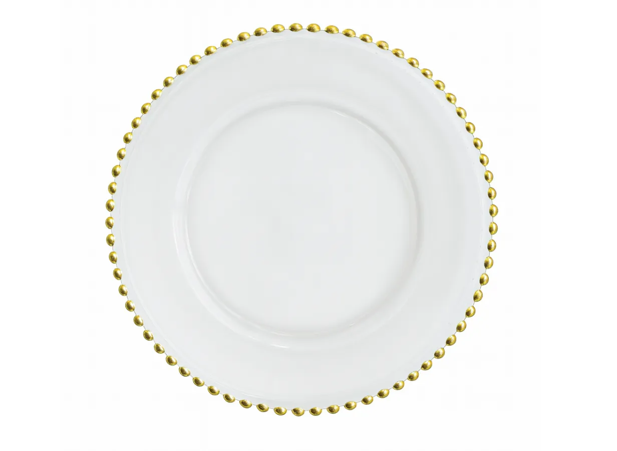 Charger Glass with Gold Bead