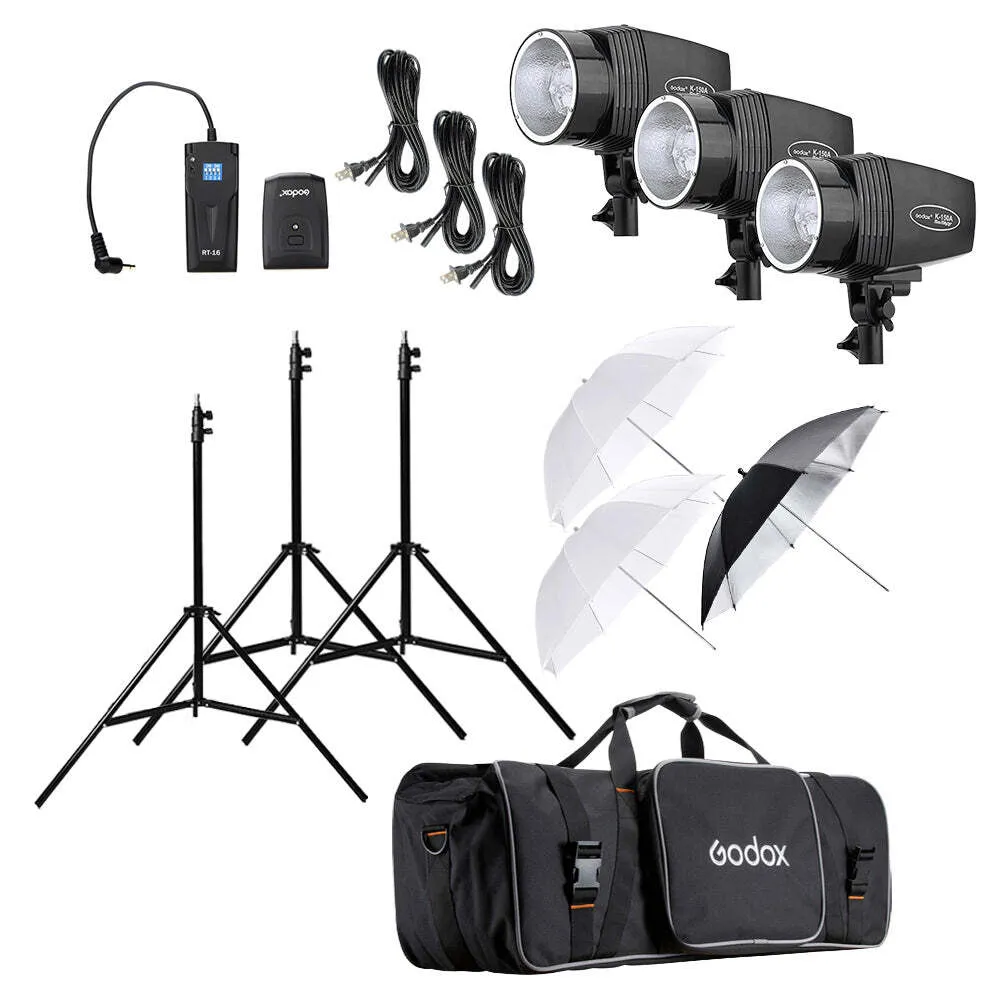 Kit 3 Flashes Godox MS300V + 3 Modificadores
