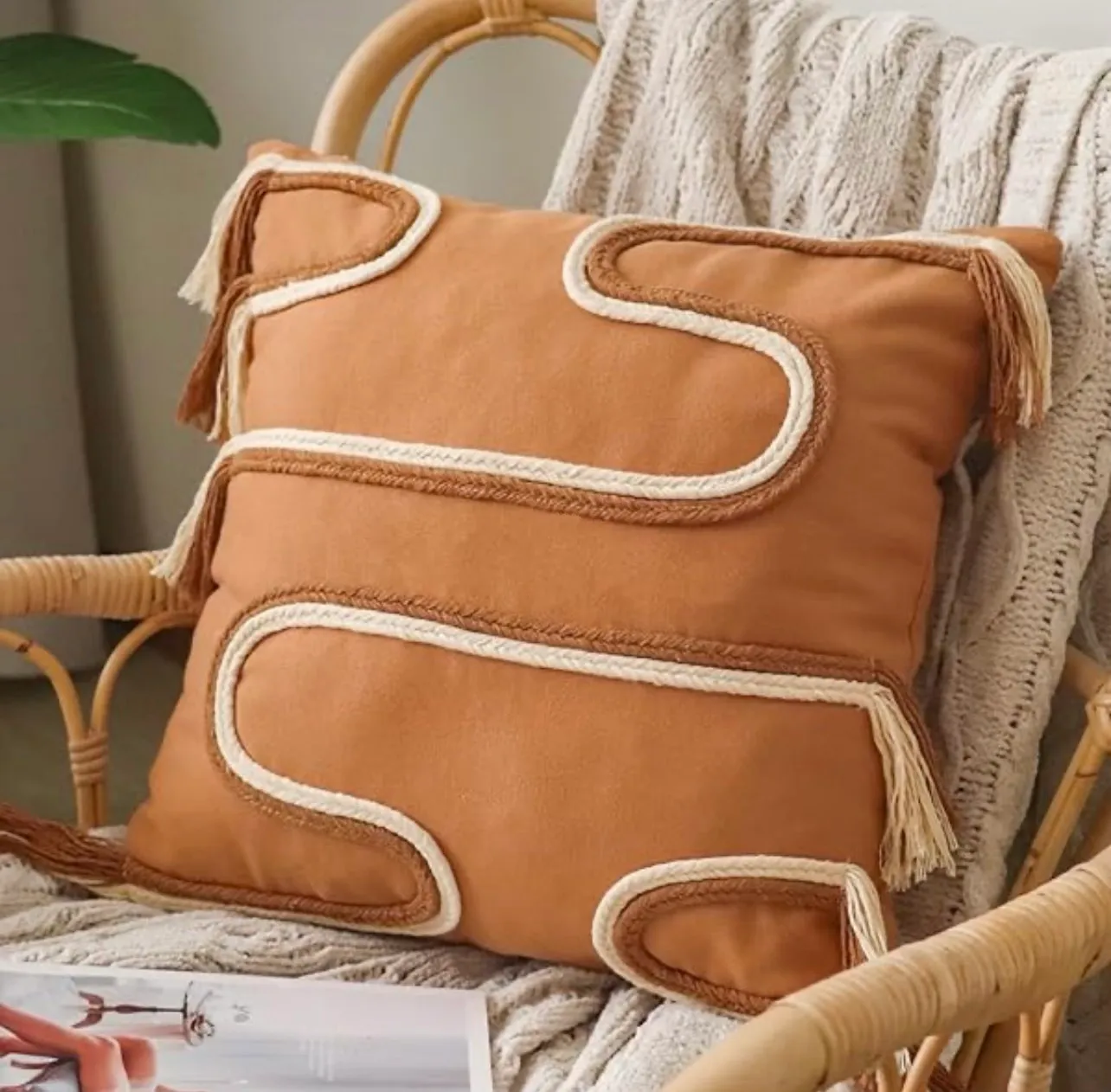 Boho Decorative Throw Pillow Orange