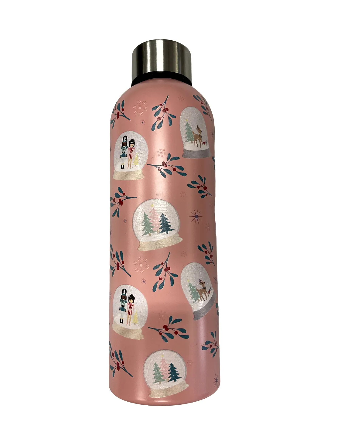 Metal Water Bottle Thermo Holiday Christmas Pattern 17oz