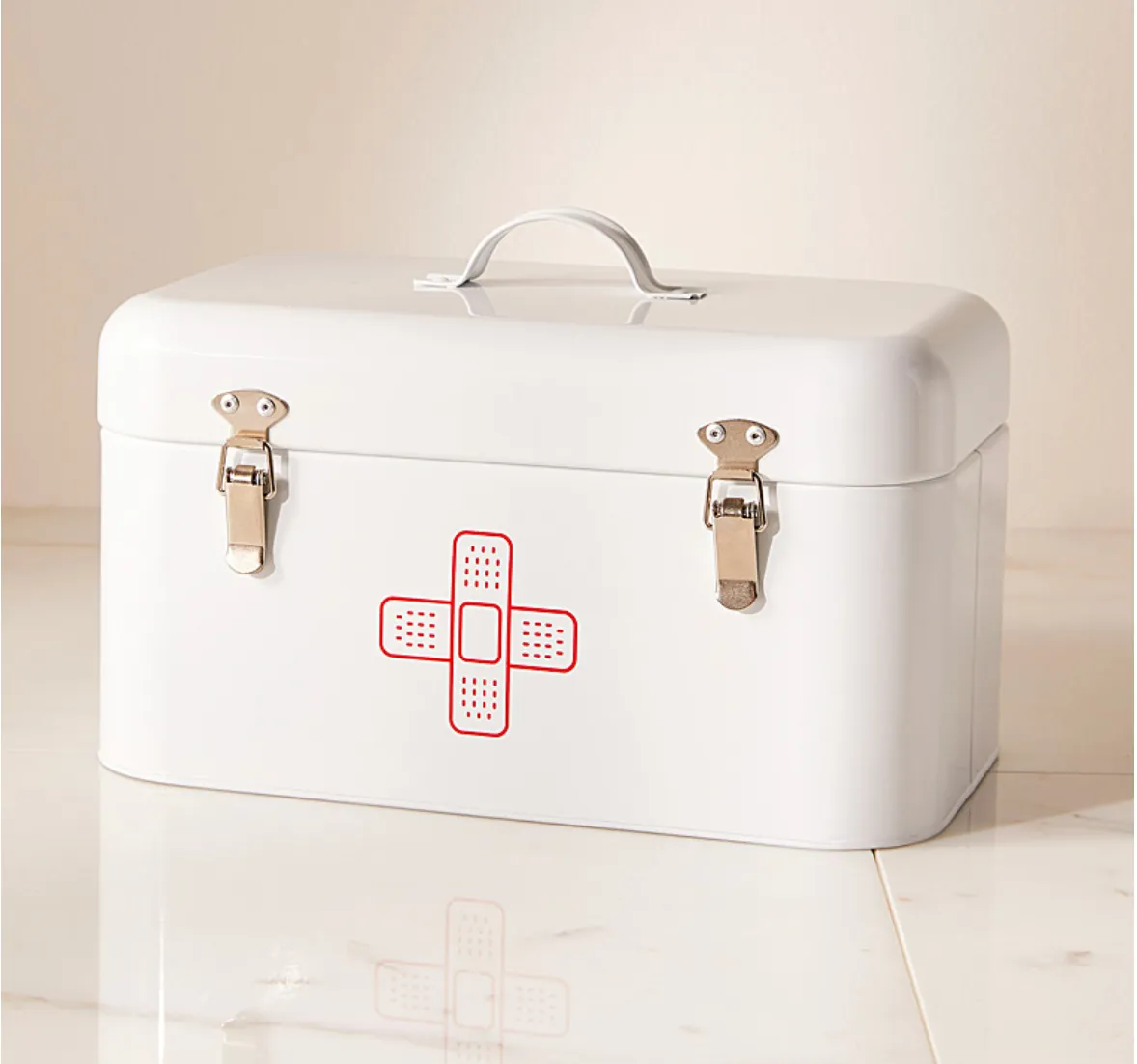 White Metal Pharmacy Box