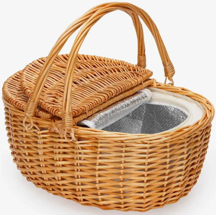 Picnic Basket With Insulated Cooler & Lids