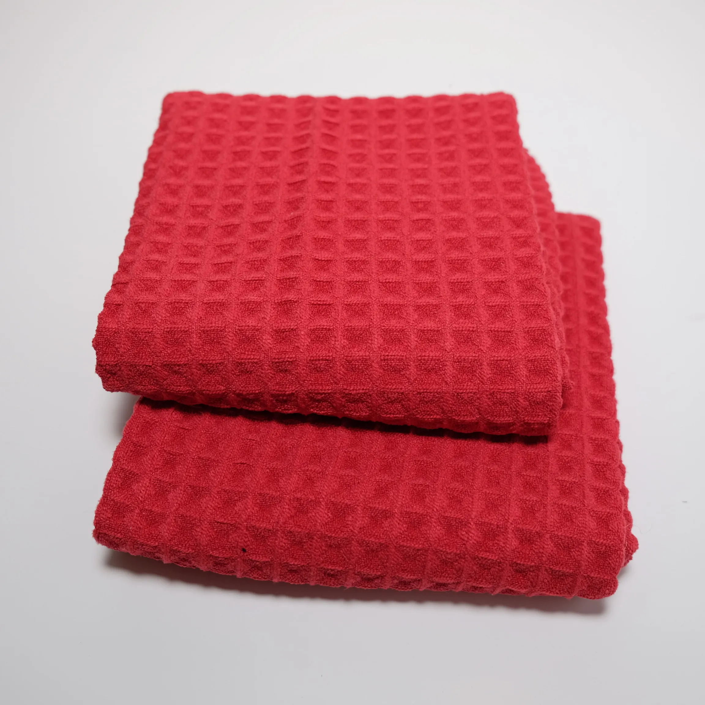 Hand Towel - Woven Waffle - Red - 2pc