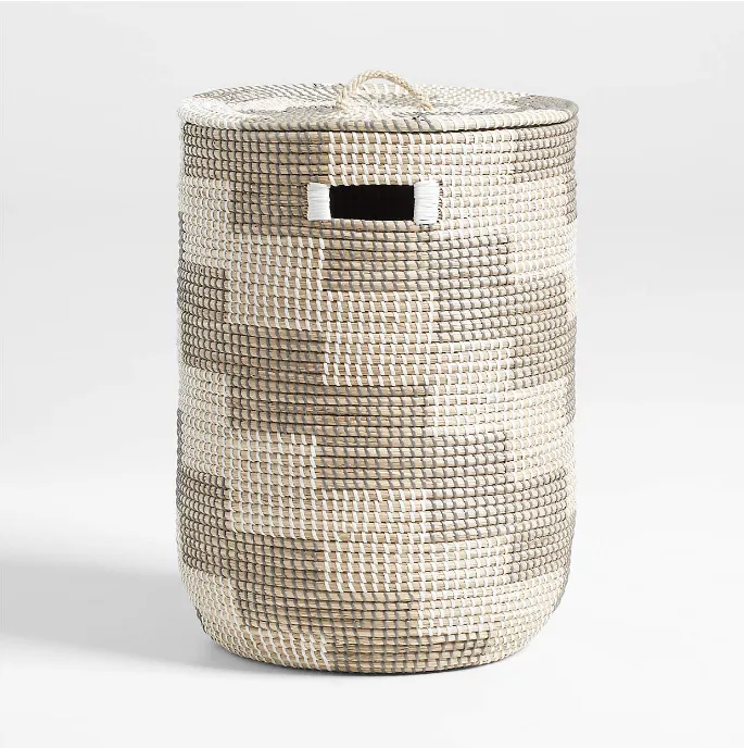 Silver Woven Hamper with Handles