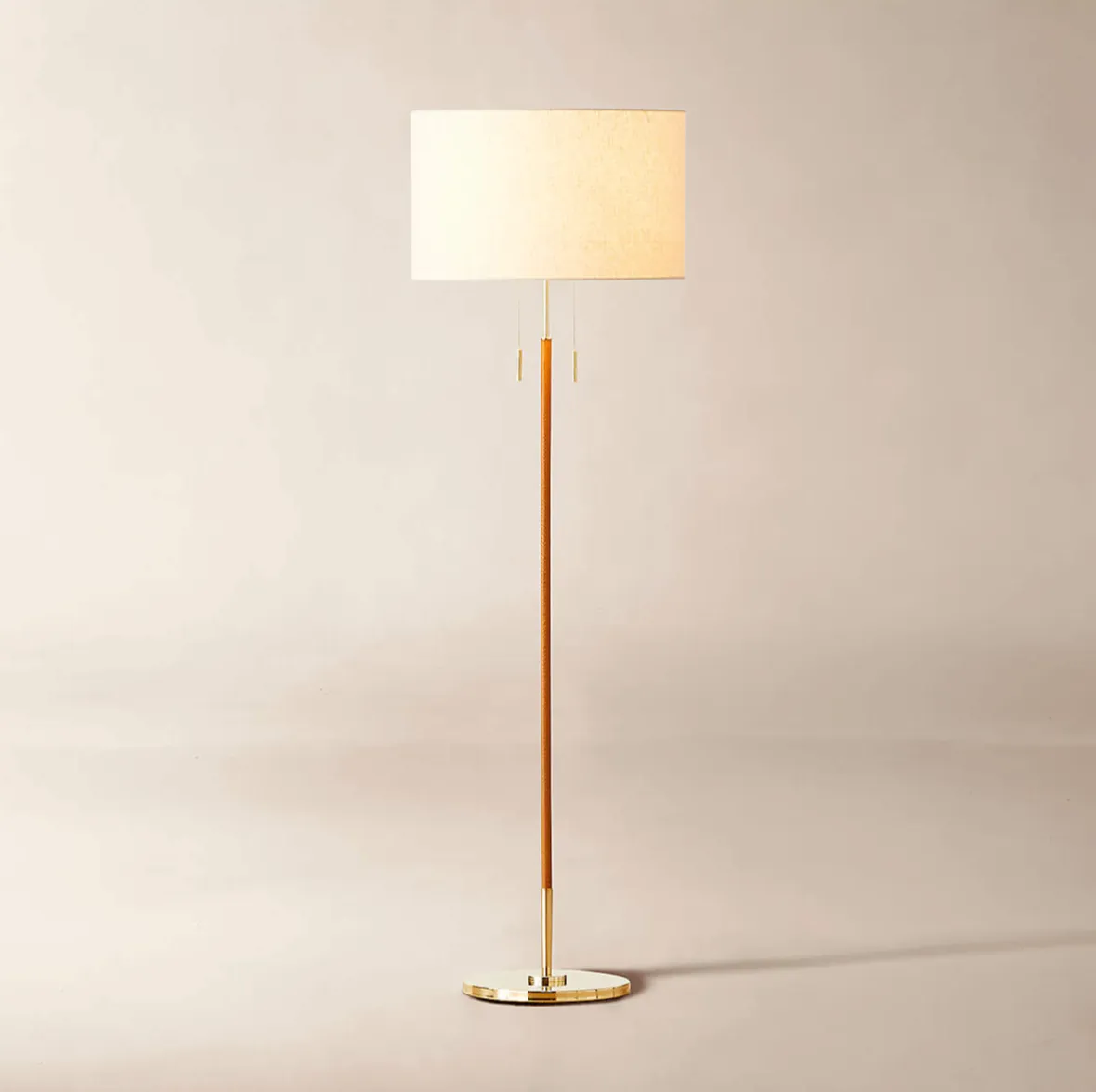 Prix Leather And Polished Brass Floor Lamp