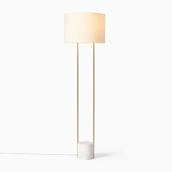 Industrial Outline with Marble base and Brass Linen Shade