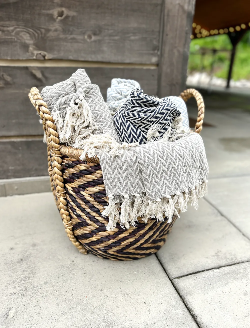 Blankets in Basket w/ Sign