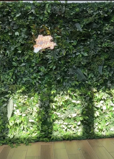 Vibrant Green Flower Wall