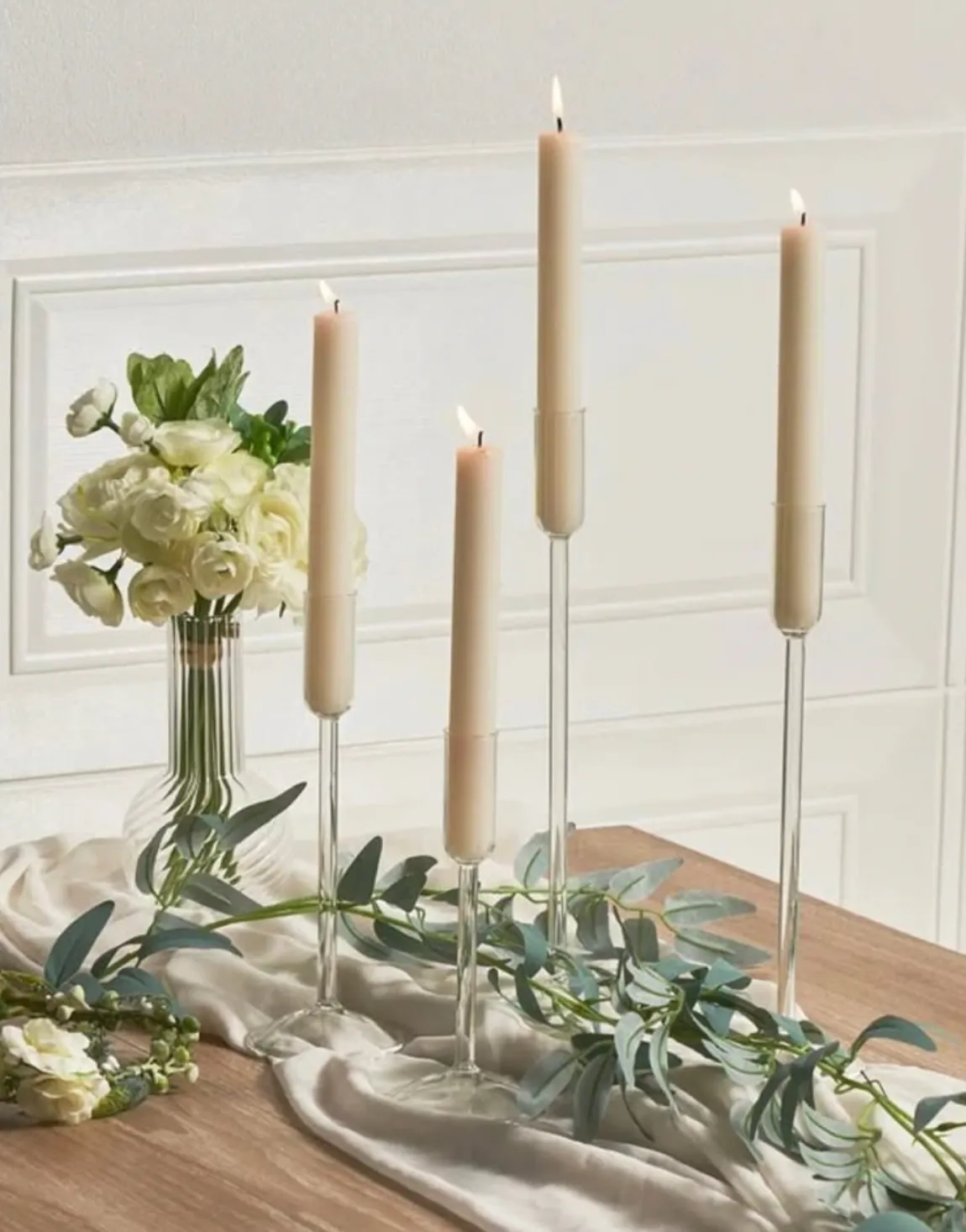 Glass Candlestick Holders (Set of 4)
