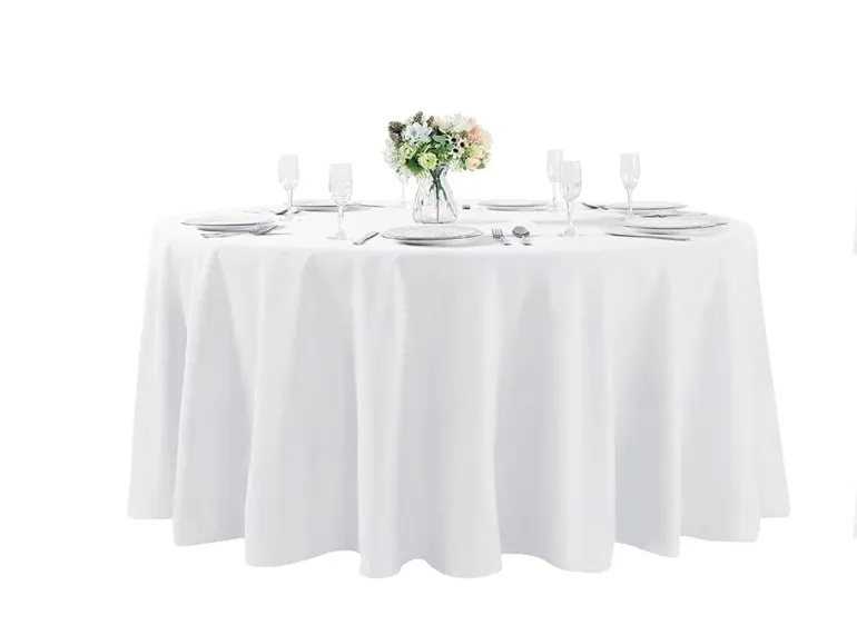 White Tablecloths Round 132"