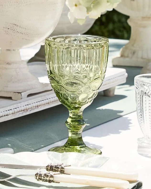 Coloured Glass Goblets (Set of 6) - Pink/Green/Blue 