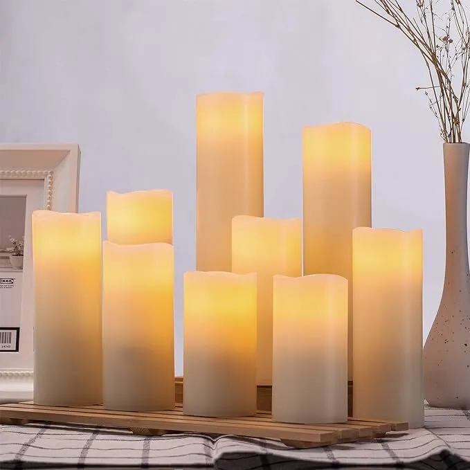 Flameless Pillar Candles (Set of 12)