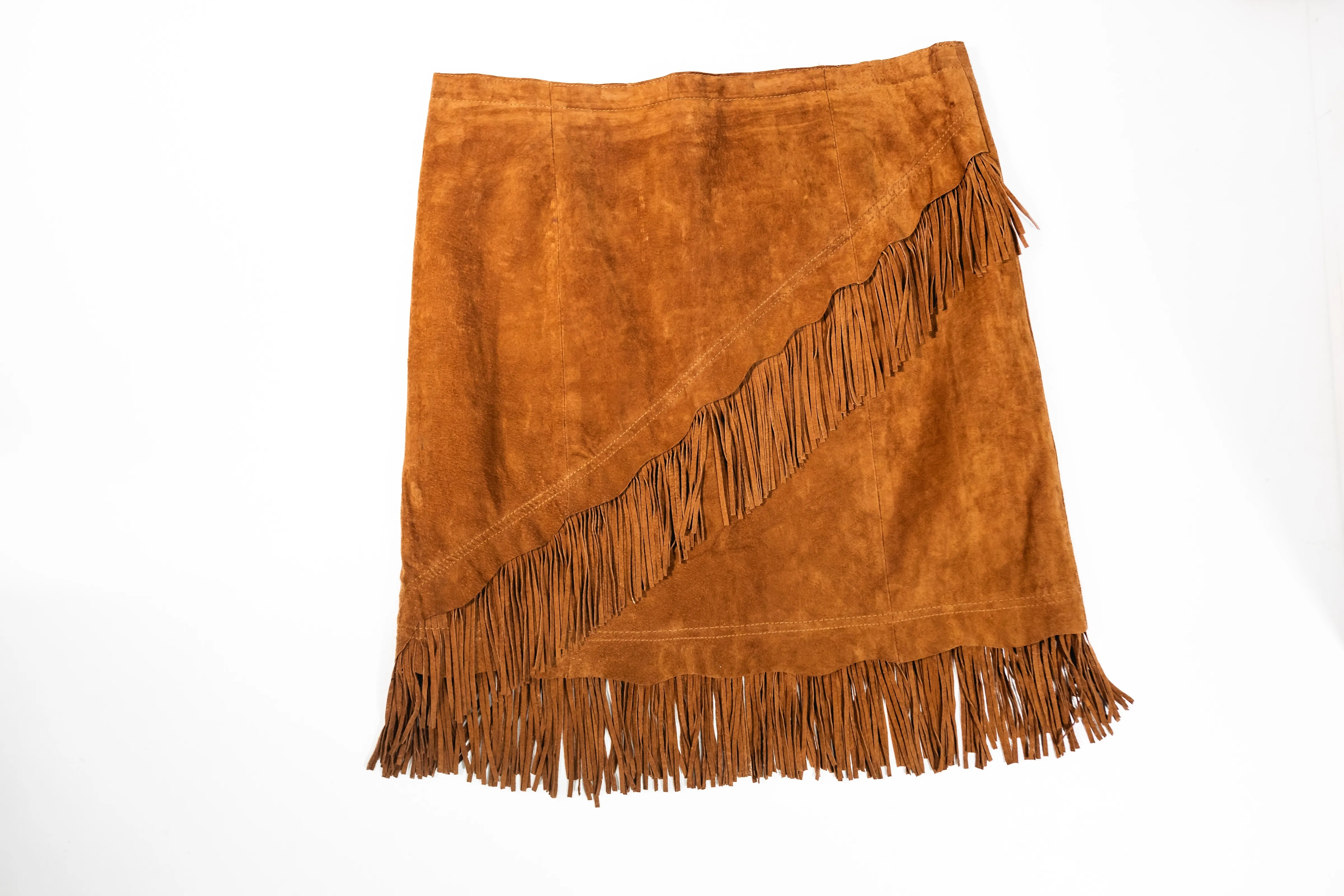Scully Leather Fringe Mini Skirt - Brown