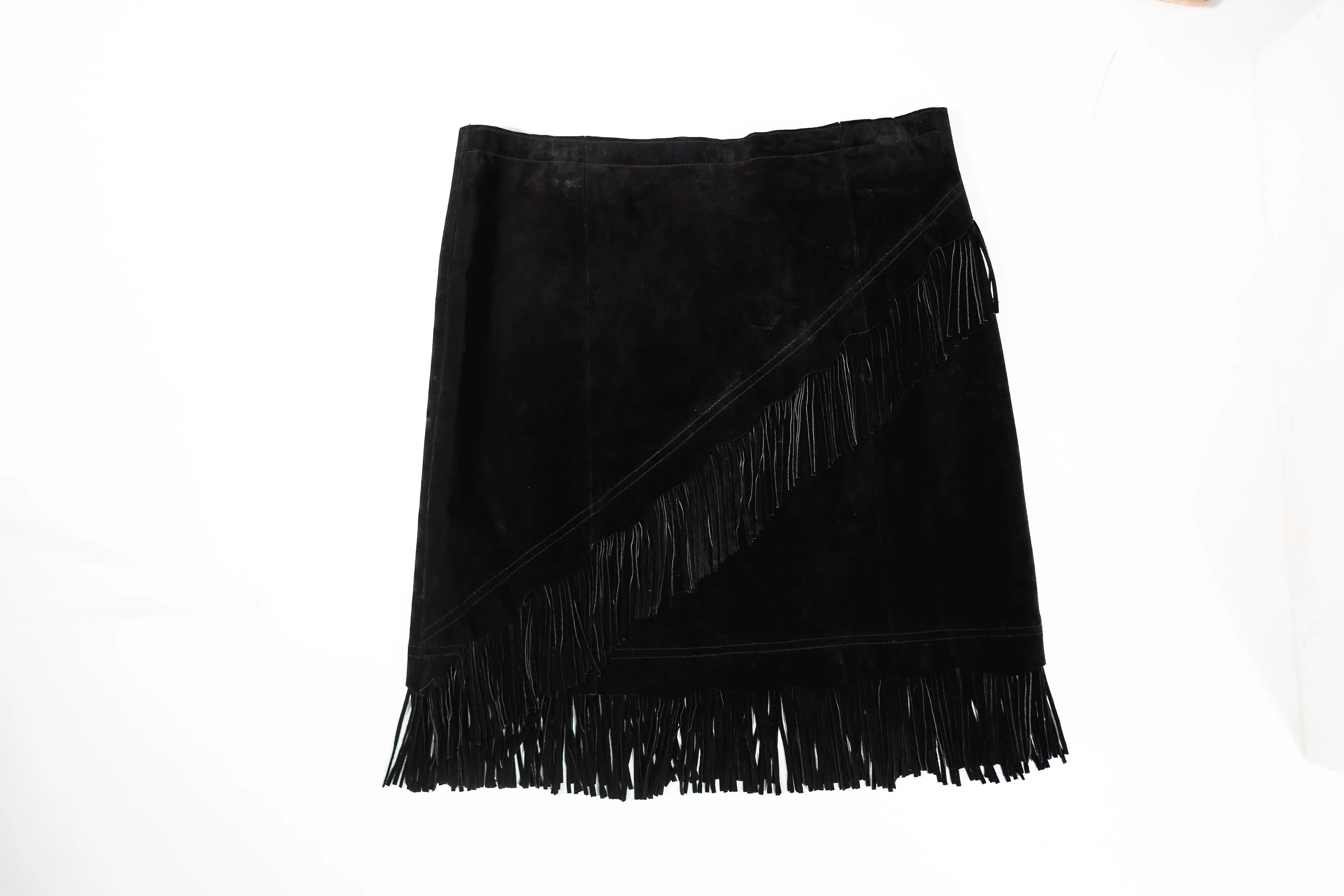 Scully Leather Fringe Mini Skirt - Black