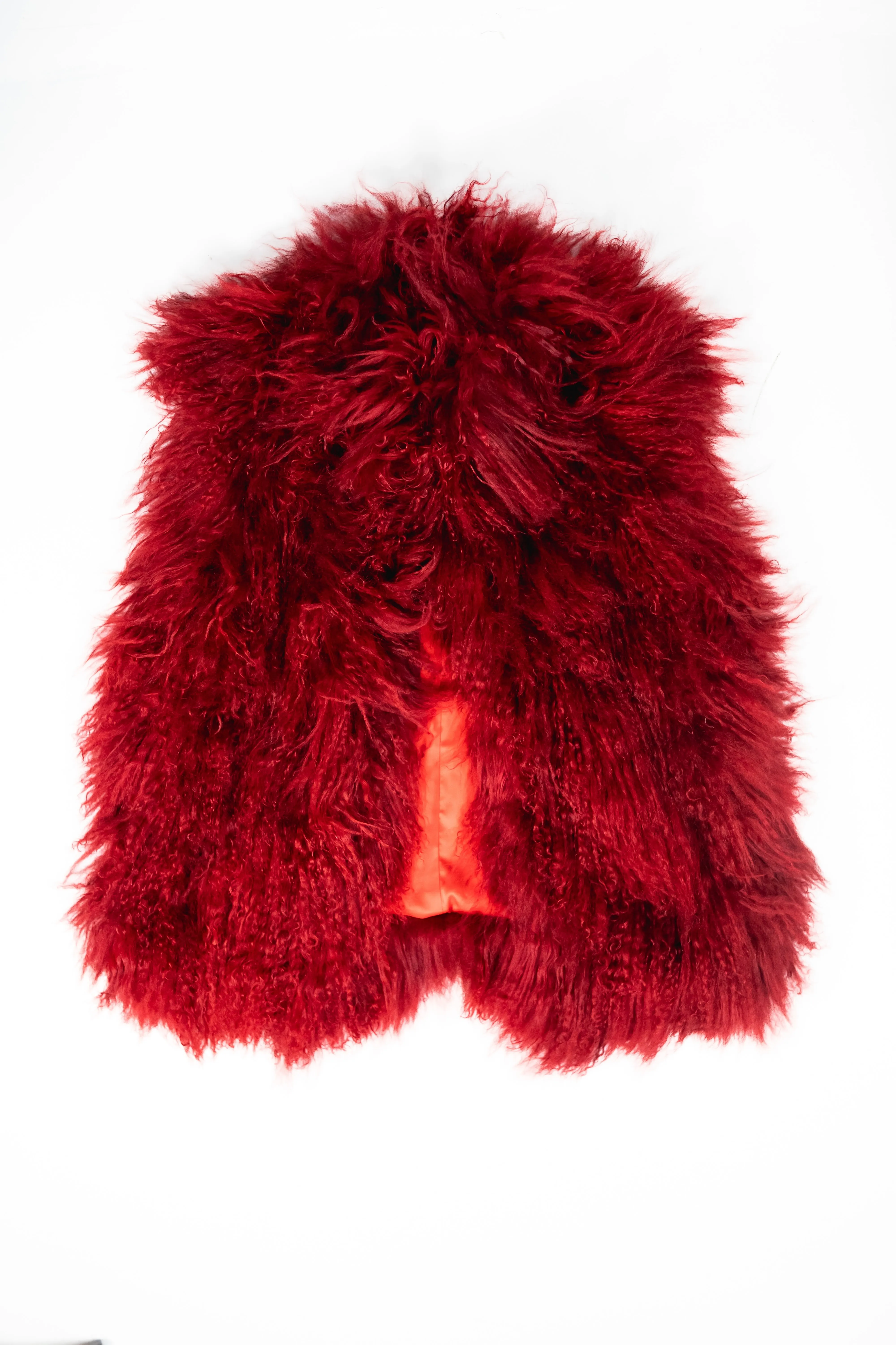 Red Mongolian Fur Vest