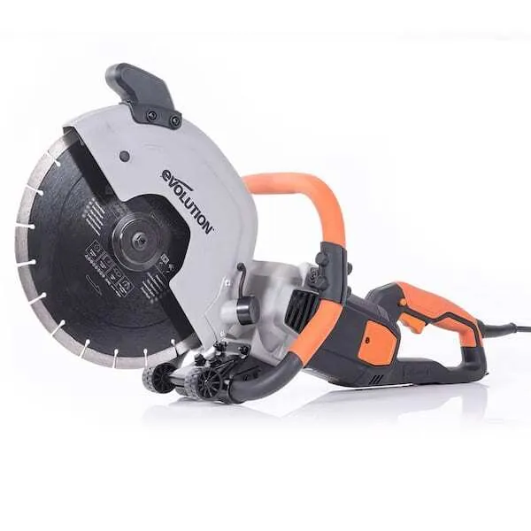 electric concrete saw/ with water bottle.
