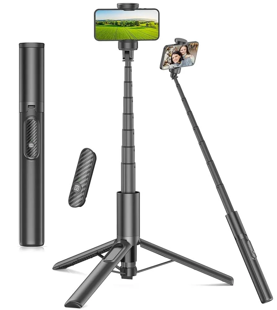 Tripod for iPhone & Selfie Stick, Gahenwo 60" Phone Tripod Stand with Remote, Upgraded iPhone Tripod Compatible with iPhone Android, Lightweight Travel Tripod for Recording Selfies Vide Vlog 