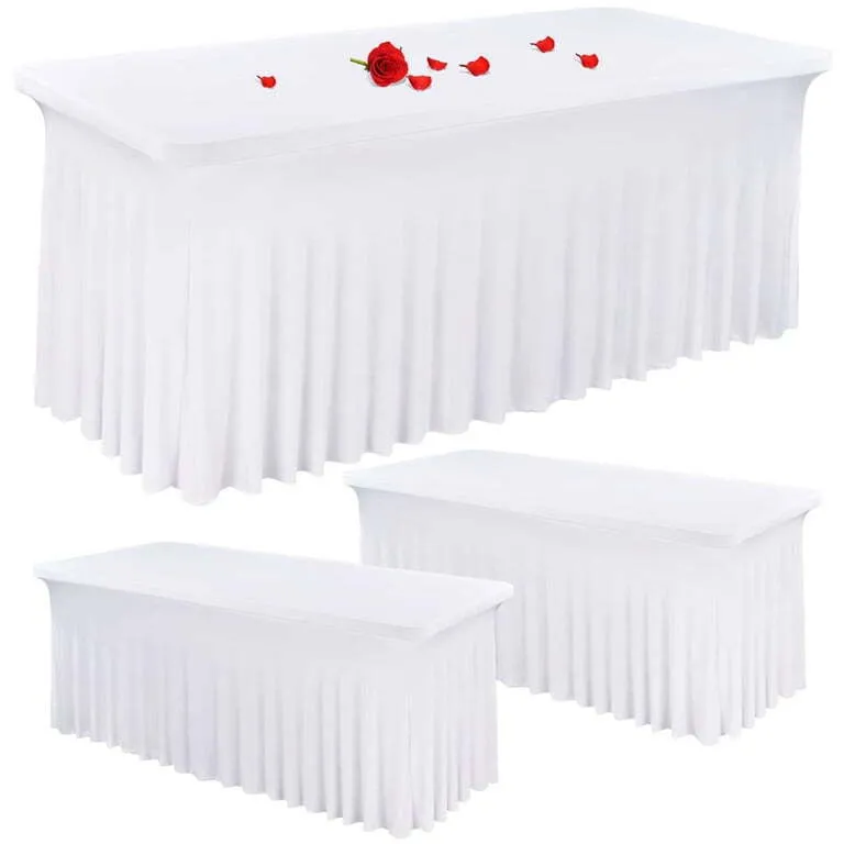 Spandex Table Skirts for Rectangle Table Stretch Tablecloth Washable Wrinkle Resistant Table Covers and Fitted Table Skirts for Trade