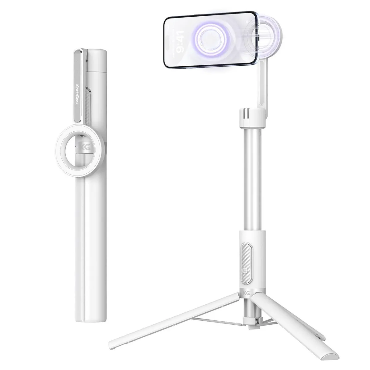  KraftGeek Magnetic Selfie Stick Tripod for iPhone, 64” Phone Tripod for Magsafe, Travel Tripod Stand with Remote for Cell Phone Video Recording