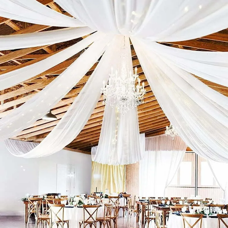 4 Piece White Chiffon Draping Fabric