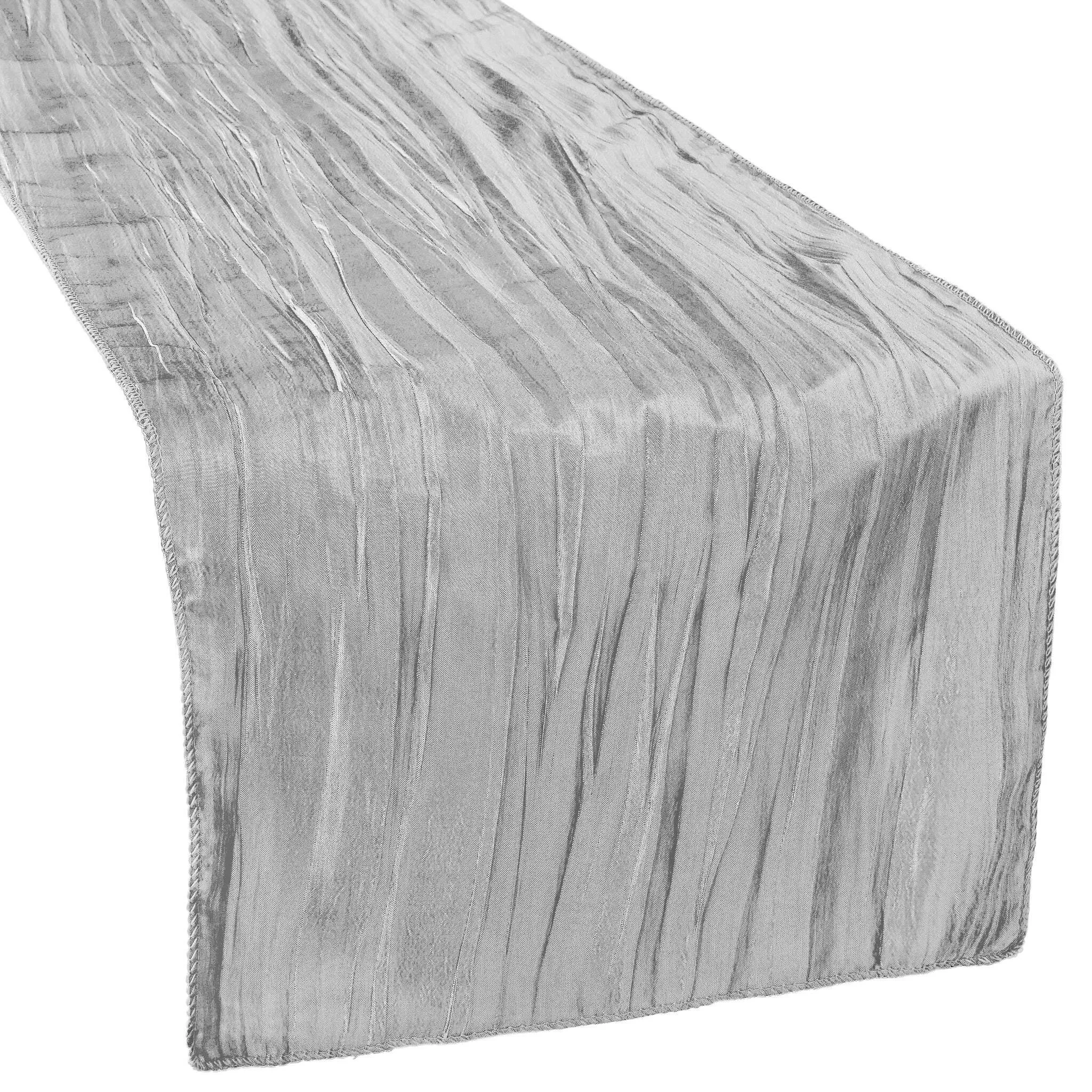 Accordion Crinkle Taffeta Table Runner - Gray/Silver