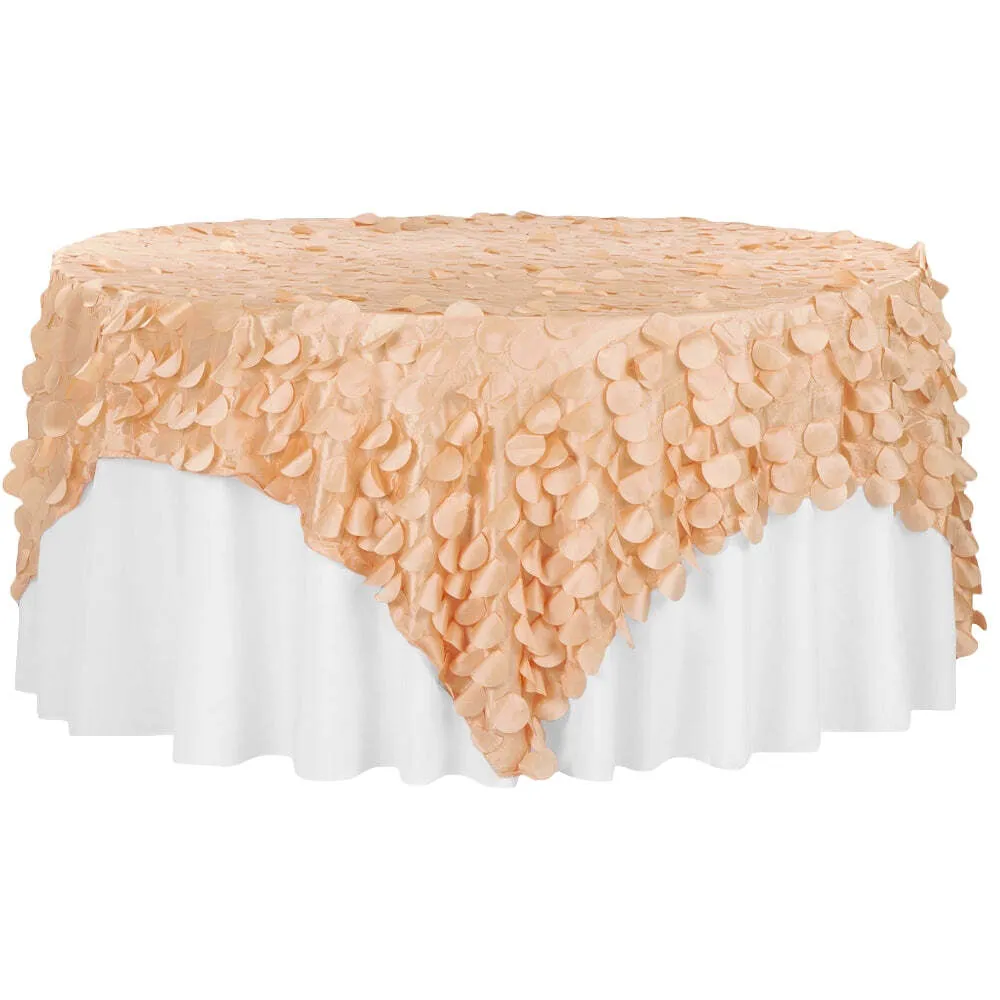 Petal Circle Taffeta 90"x90" Square Table Overlay - Peach