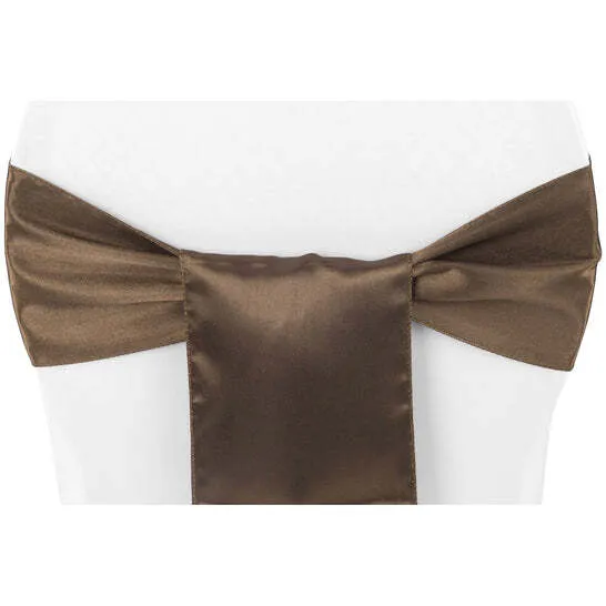 Standard Satin Chair Sash - Chocolate Brown