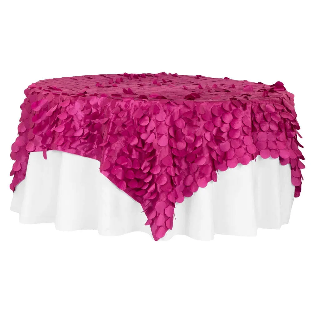 Petal Circle Taffeta 90"x90" Square Table Overlay - Fuchsia