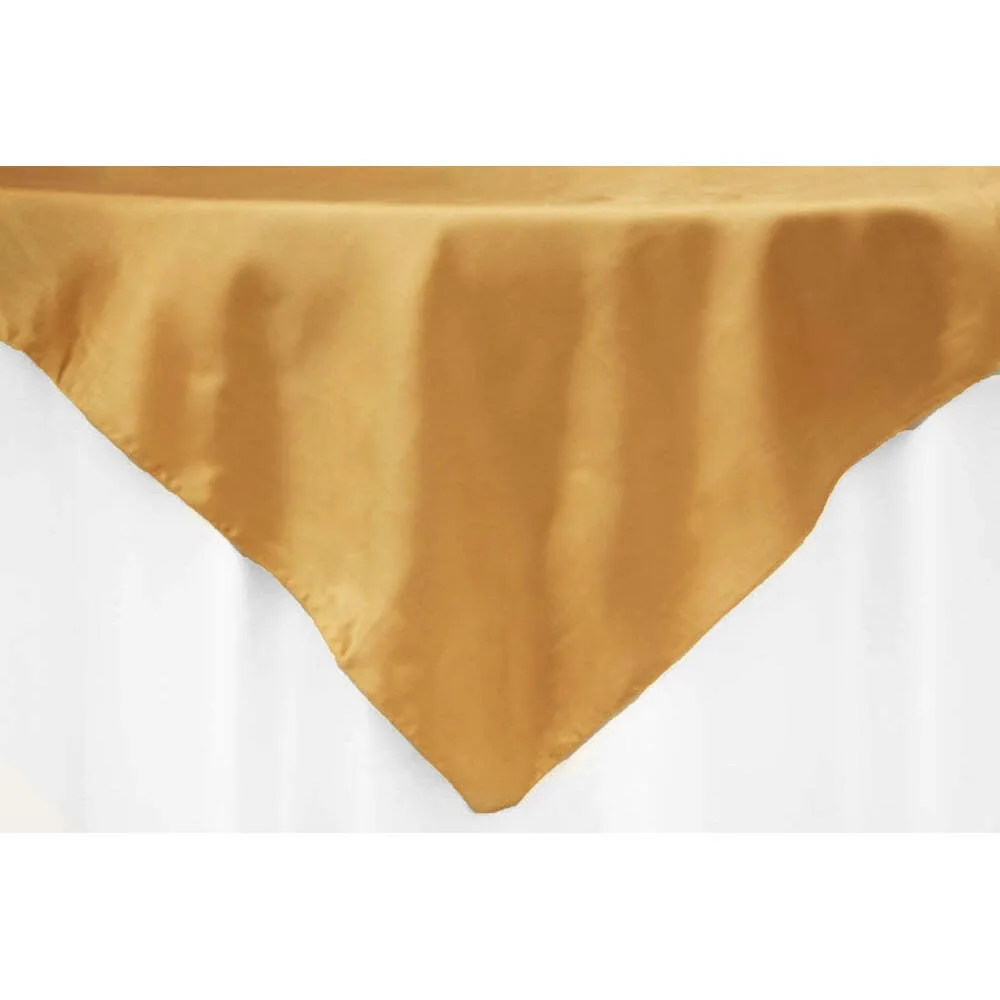 Square 54" Satin Table Overlay - Gold Antique