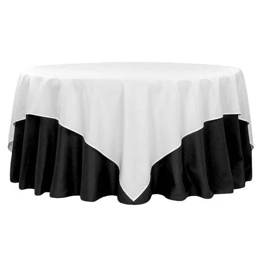 Economy Polyester Table Overlay Topper/Tablecloth 90"x90" Square - White
