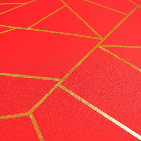 6' GOLD FOIL RED Rectangular Linen