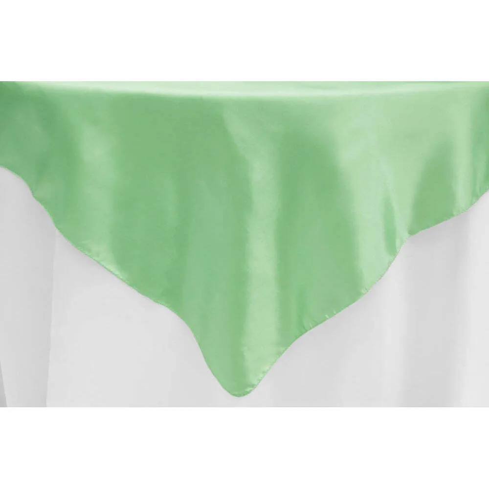 Square 54" Satin Table Overlay - Mint Green