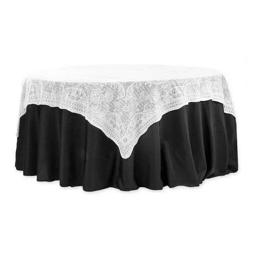 72" Square Quaker Lace Table Overlay Topper - White